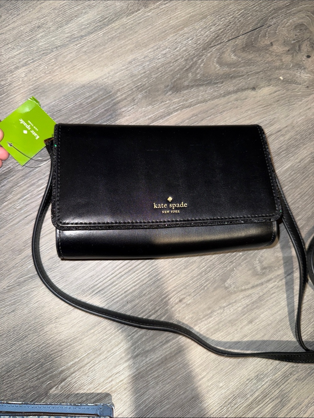 NWT $298 Connie Kate Spade Black W/ Sequin Trim Flap Top Crossbody Bag